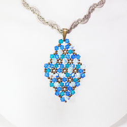 Pendant 45cm - Marissa Rhombus M-Khaki Braid - Pendant 45cm - Laiton bronze